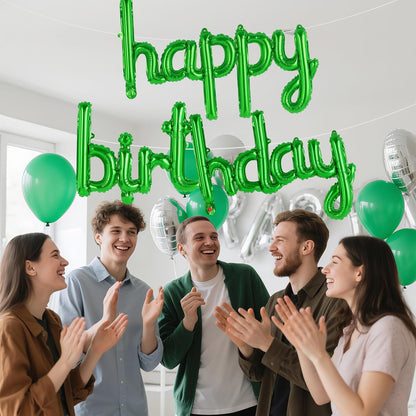 Happy Birthday Balloons Banner Foil Letters Balloons Connected, Personalized Birthday Signs for Women Men Boys Girls Birthday Party Decorations, Small Gold