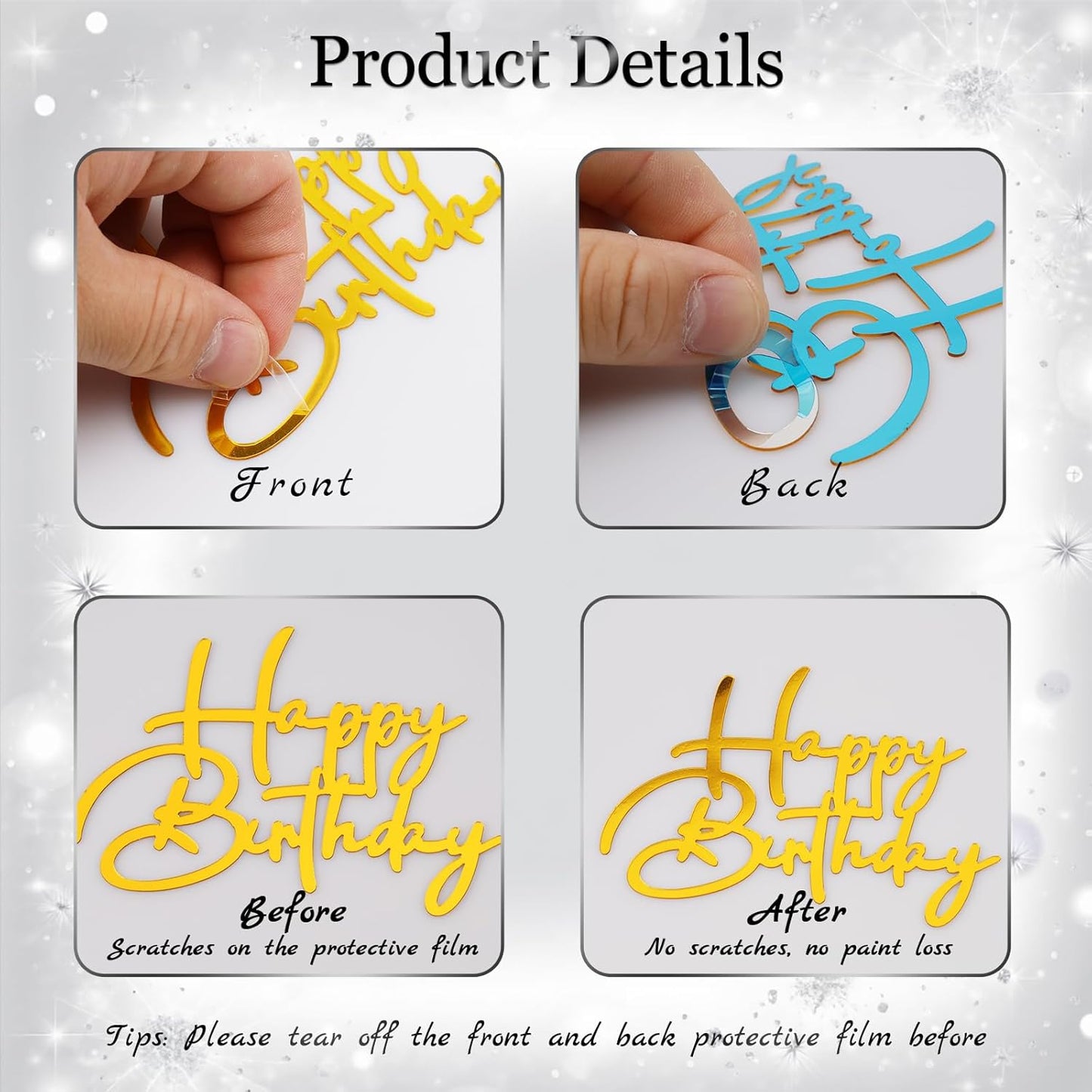 20pcs Gold Mirror Acrylic Happy Birthday Cupcake Toppers Round Engraved Cake Picks Happy Birthday Cake Toppers for DIY Birthday Gift Flower Bouquet Pastries Desserts Decor