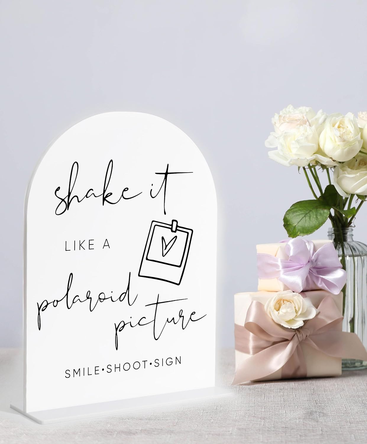Audio Guest Book Sign, White Arch Acrylic Wedding Sign, Audio Guest Book Wedding Phone, Bridal Shower Decor, Engagement Party Decor, Centerpiece Table Decorations Party for Bride and Groom-14