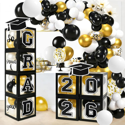 Graduation Decorations 2026 Graduation Party Decorations Set of 4 Boxes with 129pcs Balloons Arch Garland Kit Party Supplies for Any Grades Blue