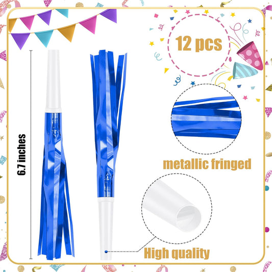 12 Pcs Glitter Noise Makers Metallic Fringed Party Blower for Adults Birthday Graduation New Years Party Favors Supplies (Colorful)