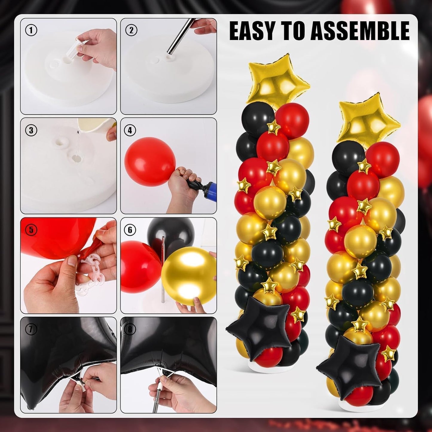 2 Sets Graduation Balloon Column Stand Kits with Balloons 2026 Grad Themed Decoration Navy Blue Balloon Tower Stand Kit for Grad High School & College Celebration Party Decor