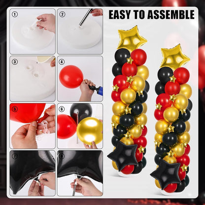 2 Sets Graduation Balloon Column Stand Kits with Balloons 2026 Grad Themed Decoration Navy Blue Balloon Tower Stand Kit for Grad High School & College Celebration Party Decor