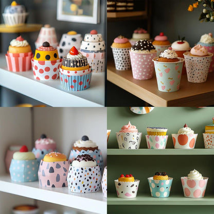 HARFINGTON 50Pcs Paper Baking Cups 6oz Brown Kraft Paper Muffins Liners Cupcake Greaseproof Disposable Bulk Wrappers for Wedding Birthday Graduation