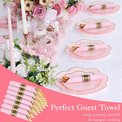 Supernal 240 Silver Plastic Silverware Set - 60 Sets Pre Rolled Napkins with Cutlery - Mirror Polished Real Look Disposable Silver Utensils- Elegant Heavy Duty Flatware for Weddings & Catering