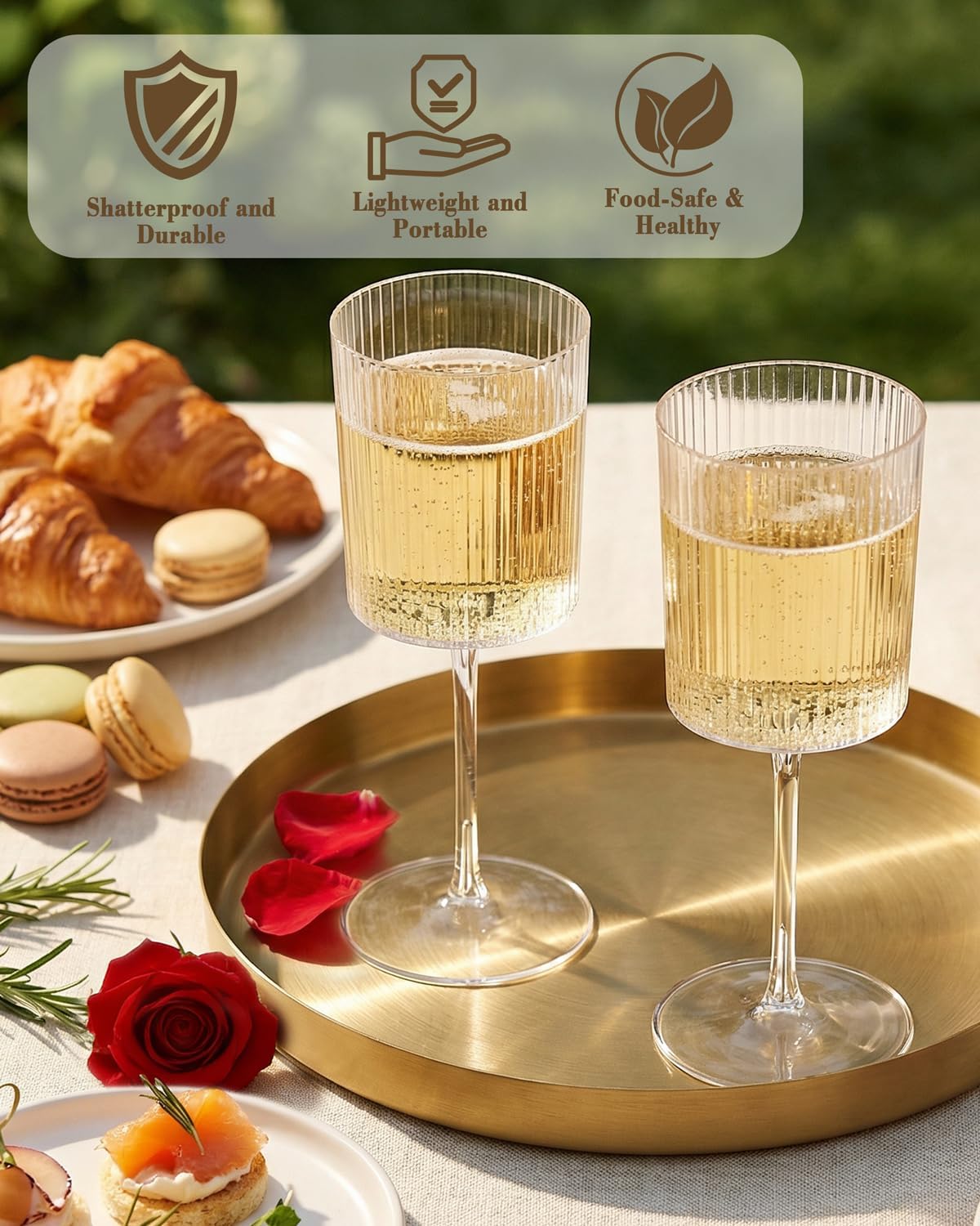 Ciaell 36 Pack Plastic Champagne Flutes - 6 Oz Disposable Champagne Glasses - Square Clear Plastic Toasting Glasses for Party Birthday Anniversary Wedding