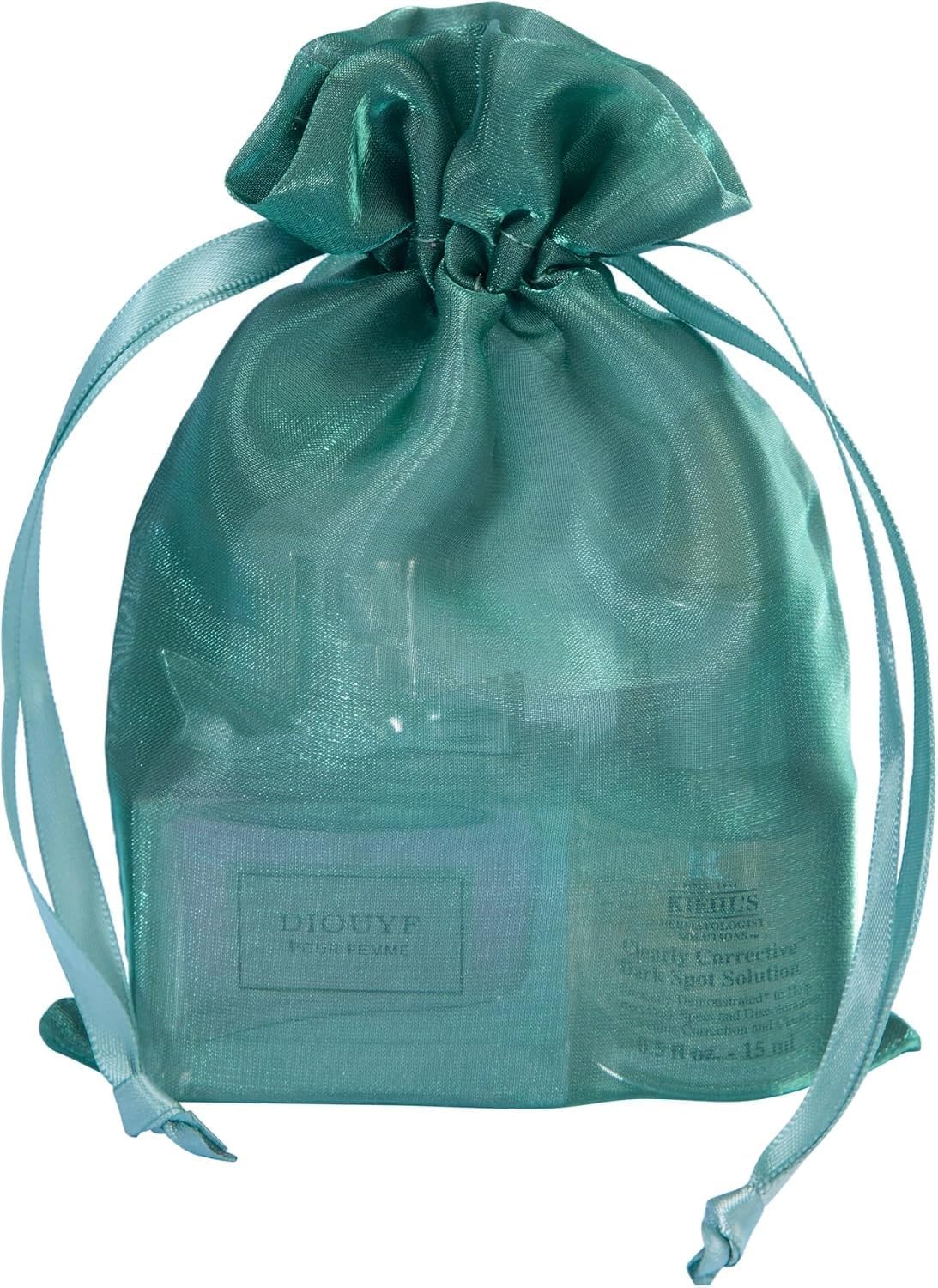 QIANF 20 Pcs Peacock Blue Small Organza Bags 3X4 inch for Wedding Favors with Drawstring, Mini Mesh Gift Bags Jewelry Pouch for Candy Bridal Shower Party Favor Baby Shower Christmas