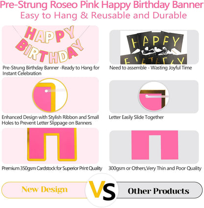 Happy Birthday Banner - 9ft Pre-Strung Happy Birthday Sign for Women, Men, Girls, Boys - No DIY Birthday Decorations & Party Supplies(Macaron)