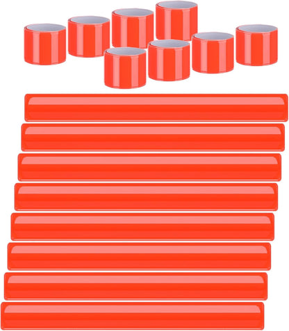 20 Pcs Reflector Snap Bands Fluorescent Slap Armbands High Visibility Slap Reflector Strips Safety Bands for Children Adults Boys and Girls When Cycling Running Hiking Jogging