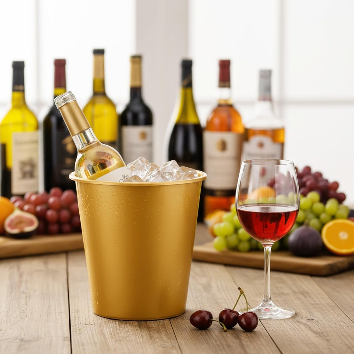Layhit 48 Pcs Plastic Ice Buckets for Parties 3 Liters Wine Bucket Portable Ice Holder Disposable Wine Cooler for Party Wedding Party Beverages Champagne Soda and Beer(Black)