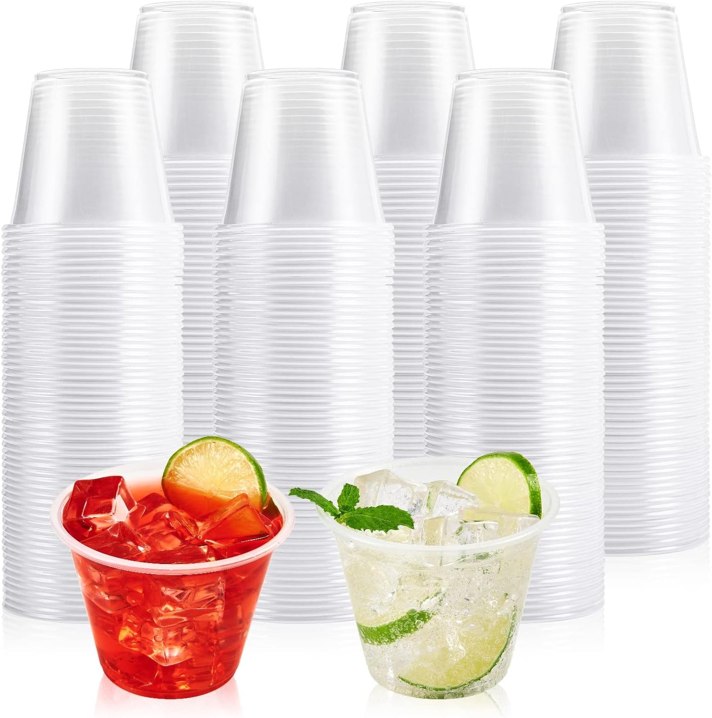 Lilymicky 300 Pack 9 oz Disposable Clear Plastic Cups, 9 Ounce Party Cups for Cocktail, Parties, Picnics, and Events