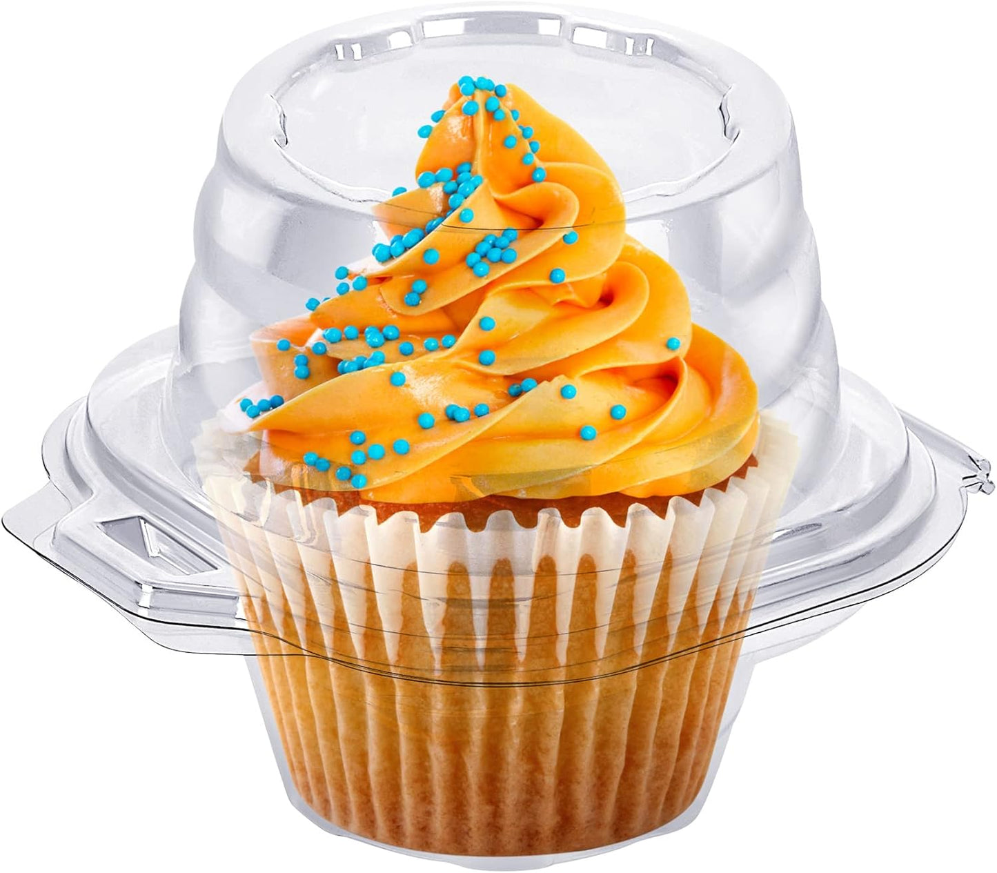 2 Cavity Cupcake Boxes-Stackable Regular Cupcake Carrier Holder, Thicker Clear Cupcake Boxes, Non-slip High Topping Cupcake Containers for Cupcakes, Muffins (50)