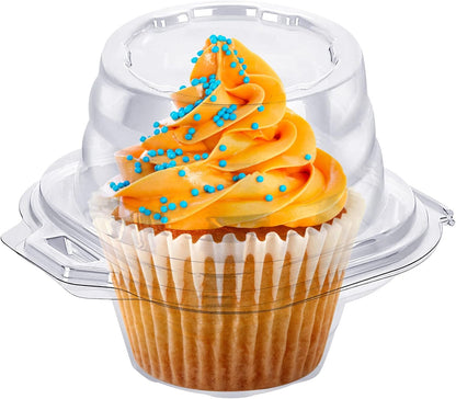 2 Cavity Cupcake Boxes-Stackable Regular Cupcake Carrier Holder, Thicker Clear Cupcake Boxes, Non-slip High Topping Cupcake Containers for Cupcakes, Muffins (50)