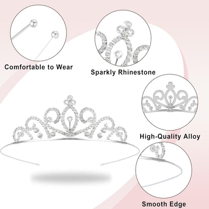 Tiaras for Women 12PCS Sparkly Rhinestone Princess Crown Headband Cute Small Tiara for Adult Women Crown Headbands Set for Birthday Party Costume Wedding Halloween