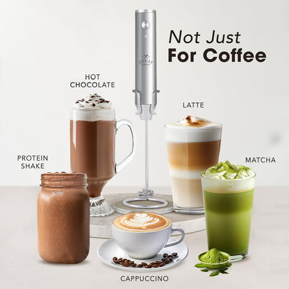 Zulay Kitchen Powerful Milk Frother Wand With Duracell Batteries - Ultra Fast Handheld Drink Mixer - Electric Whisk Foam Maker for Coffee, Lattes, Cappuccino & Matcha - Z1 Motor - Black - Colors D