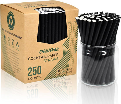 5.75 inch Orange Paper Cocktail Straws, Short Disposable Drinking Straws 500 Counts, Unwrapped - Compostable