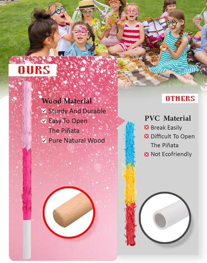 Unicorn Piñata for Birthday Party Girl, Princess Party Piñata with Wood Stick, Blindfold & Confetti, Rainbow Unicorn Birthday Decoration (15.6"x12.6"x3.1")