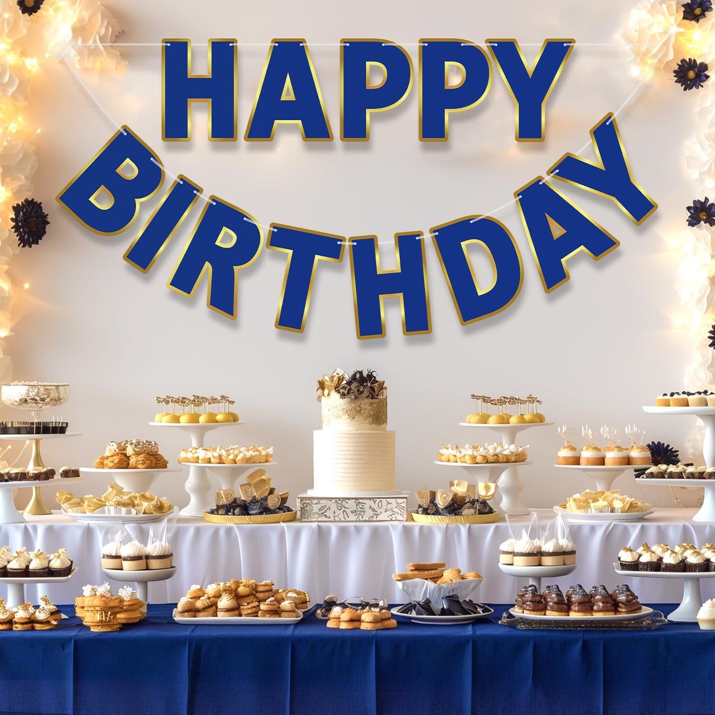 Happy Birthday Banner - 9ft Pre-Strung Happy Birthday Sign for Women, Men, Girls, Boys - No DIY Birthday Decorations & Party Supplies(Macaron)