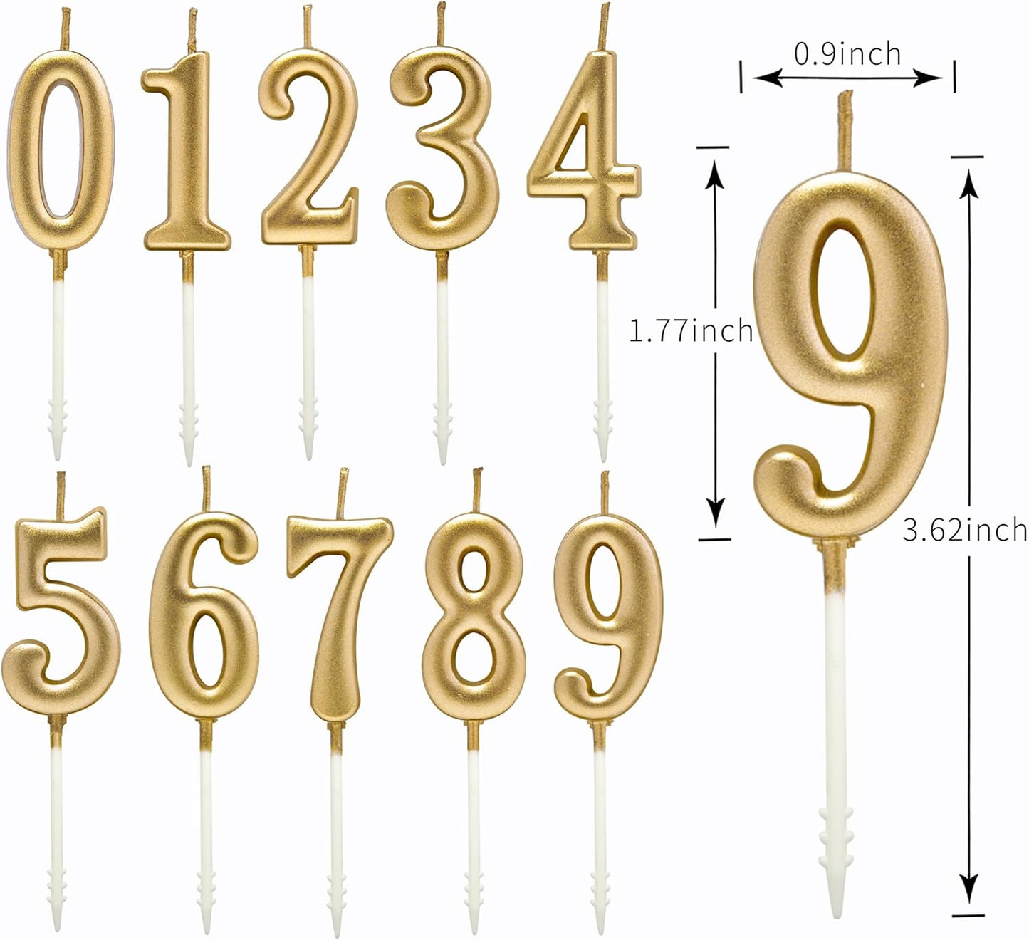 PHD CAKE 10-Pieces Pink Numeral Birthday Candles, Cake Numeral Candles Number 0-9 Glitter Cake Topper Decoration for Birthday,Wedding Anniversary,Party Celebration