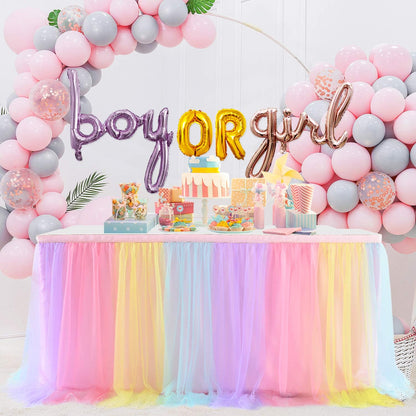 Suppromo 6ft Pink Tulle Table Skirt Baby Shower Tablecloth for Rectangle Tables or Round Tables Pink Ruffle Tutu Table Skirts Desk Skirt for Princess Girls Birthday Party Cake Dessert Decorations