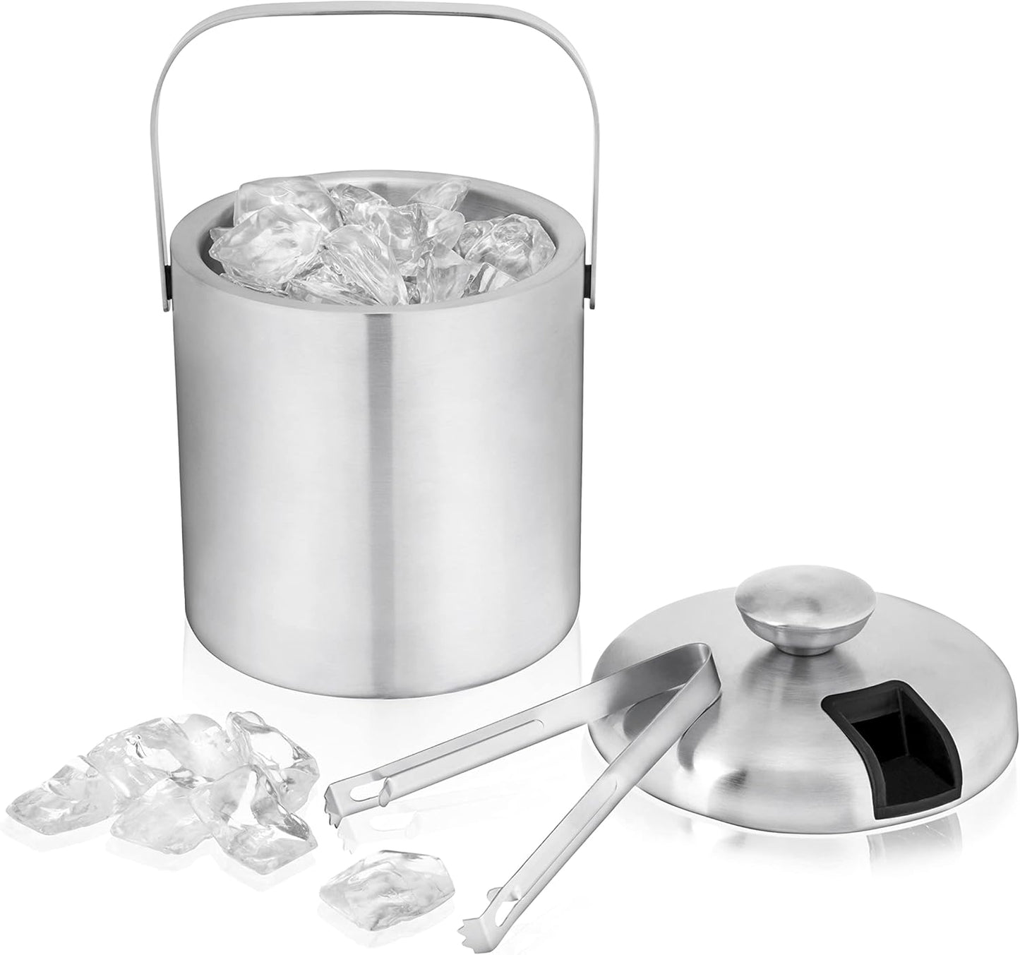 True Clear Acrylic Ice Bucket with Handles, 3-Liter Capacity, Durable Wine and Champagne Bucket, Perfect Ice Buckets for Parties, BBQs, Weddings, Picnics, Holidays, Outdoors, 8.75" x 8.25", Set of 1