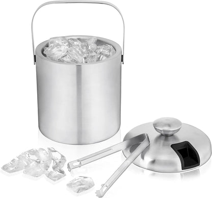 True Clear Acrylic Ice Bucket with Handles, 3-Liter Capacity, Durable Wine and Champagne Bucket, Perfect Ice Buckets for Parties, BBQs, Weddings, Picnics, Holidays, Outdoors, 8.75" x 8.25", Set of 1