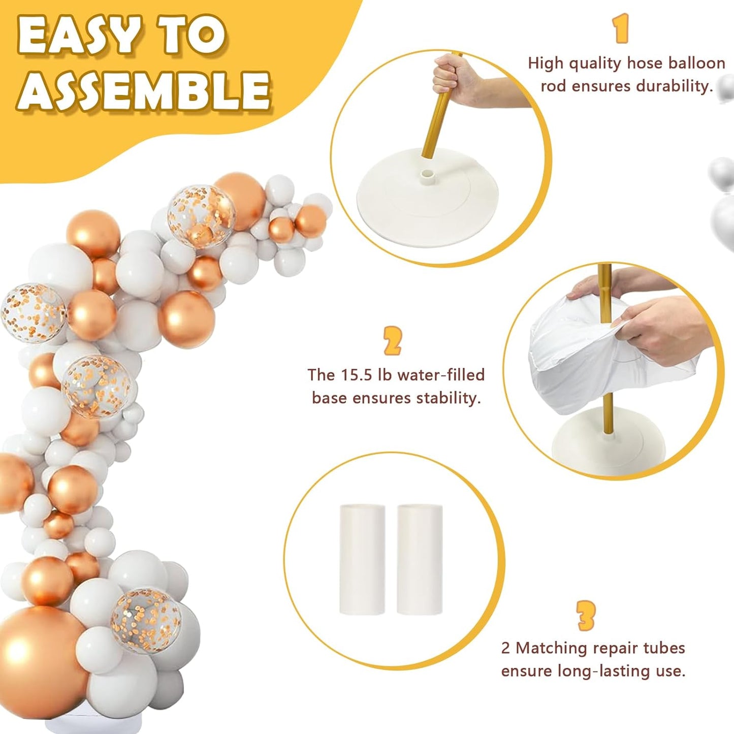 AerWo Balloon Arch Kit 9.35FT & 6FT, Free Bending Half Balloon Arch Stand with Base, Floor Gold Balloon Arch Frame Backdrop for Wedding Birthday Party Baby Shower Yard Lawn Home Christmas Decorations
