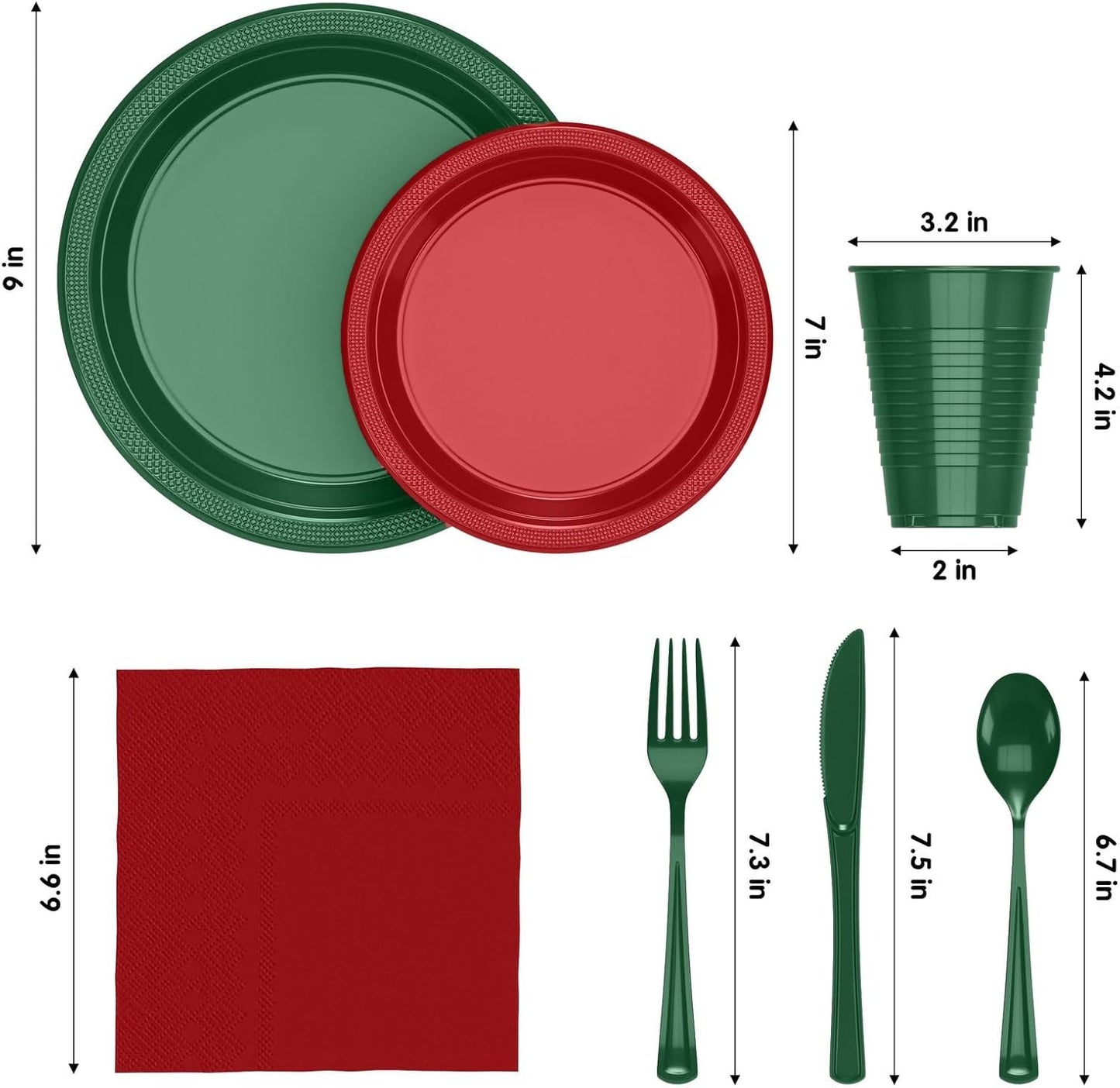 350 Pcs Black Plastic Plates For Party, Black Disposable Plates Set, 50 Of Each 9" Dinner Plate Set, 7" Dessert Plate, Cups, Napkins & Cutlery Plastic Dinnerware Set Exquisite