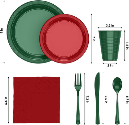 350 Pcs Black Plastic Plates For Party, Black Disposable Plates Set, 50 Of Each 9" Dinner Plate Set, 7" Dessert Plate, Cups, Napkins & Cutlery Plastic Dinnerware Set Exquisite