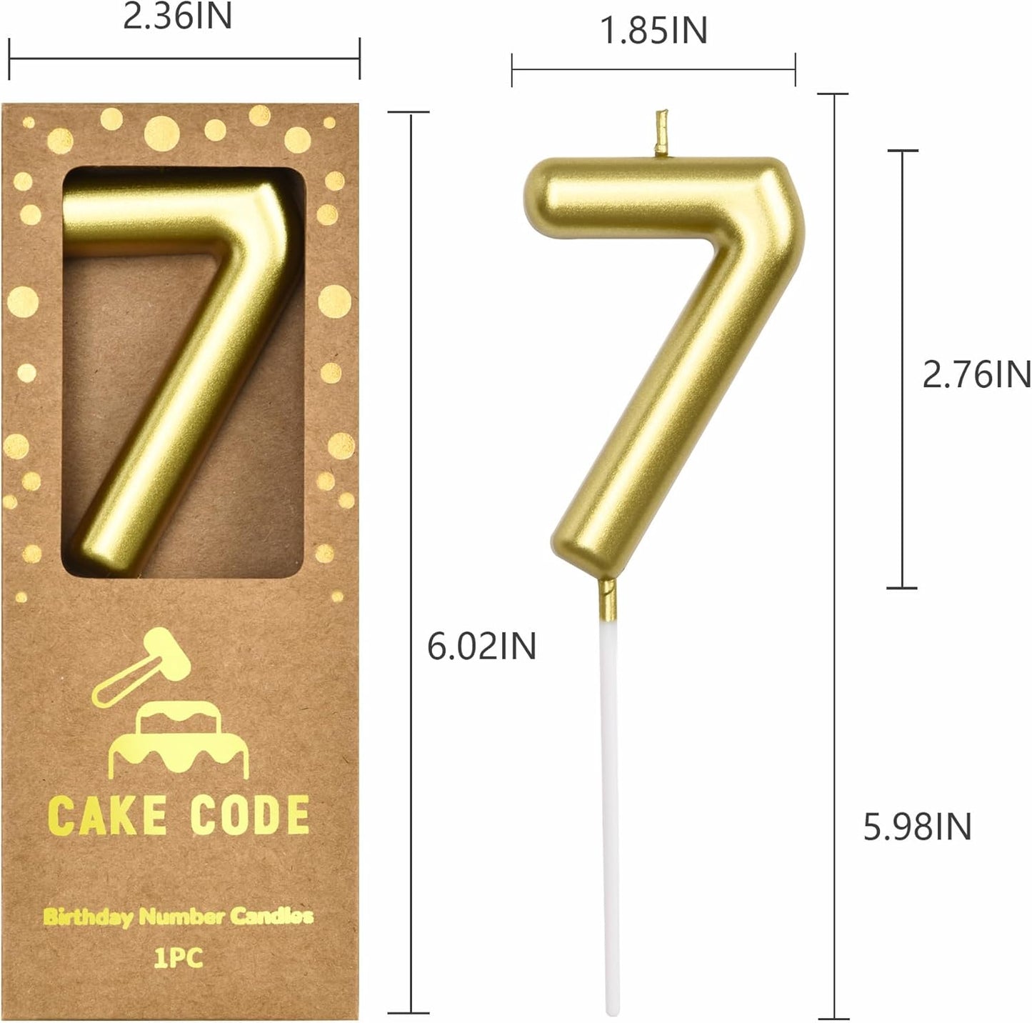 2.76 Inch Classical Gold 5 Number Birthday Candles, Gold Number Candles, Cake Number Candles, Party Celebration