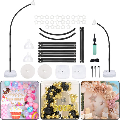 AerWo Balloon Arch Kit with Balloon Pump Electric, 8.2FT & 5FT Half Balloon Arch Stand with Base, Free Bending Balloon Stand Kit for Wedding Birthday Party Baby Shower Graduation Decorations