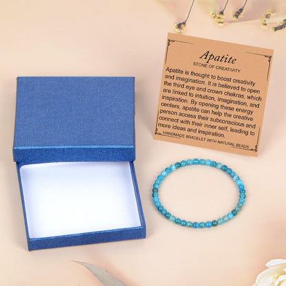 LPBeads Handmade Natural Gemstone Stretch Elastic Bracelet Healing Crystal Round Stone Beads Jewelry Gifts for Women Men