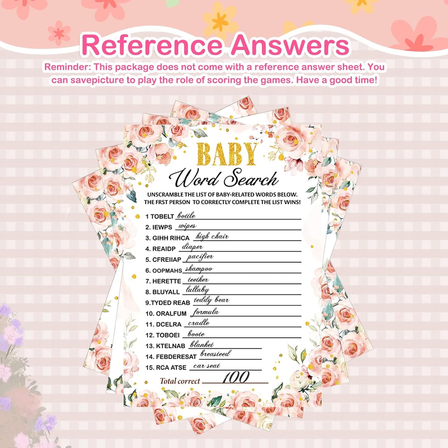 Yinder 145 Pcs Baby Shower Games Activities Cards with 20 Pencils Includes Baby Bingo Description and Wishes Guess Who Price is Right Word Scramble Game(Here Comes the Son)