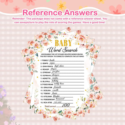 Yinder 145 Pcs Baby Shower Games Activities Cards with 20 Pencils Includes Baby Bingo Description and Wishes Guess Who Price is Right Word Scramble Game(Here Comes the Son)