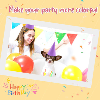 24 PCS Party Cone Hats DIY Birthday Paper Cone Hats for Kids and Adults Birthday, Baby Shower, Bridal Shower