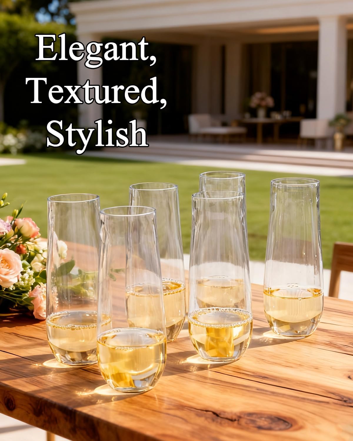 Ciaell 30 Pack Pink Plastic Ribbed Wine Glasses, 12 OZ Origami Stemless Disposable Wine Champagne Whiskey Glasses Unbreakable Clear Plastic Cocktail Glasses, Wine Cups for Party Wedding