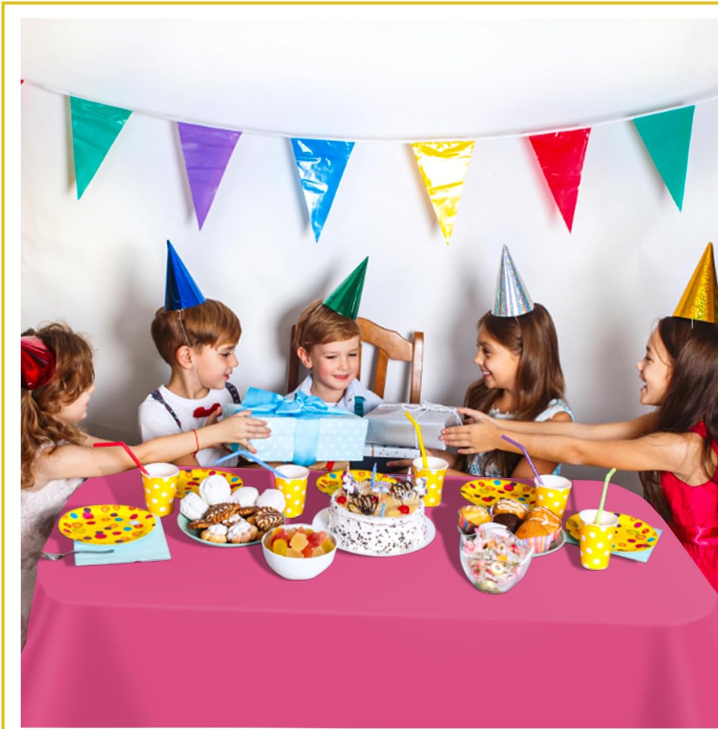 tujol Royal Blue 6 Pack Plastic Table Cloth 54" x 108", Disposable Tablecloths Rectangle Table Cover, Plastic Tablecloths for Parties