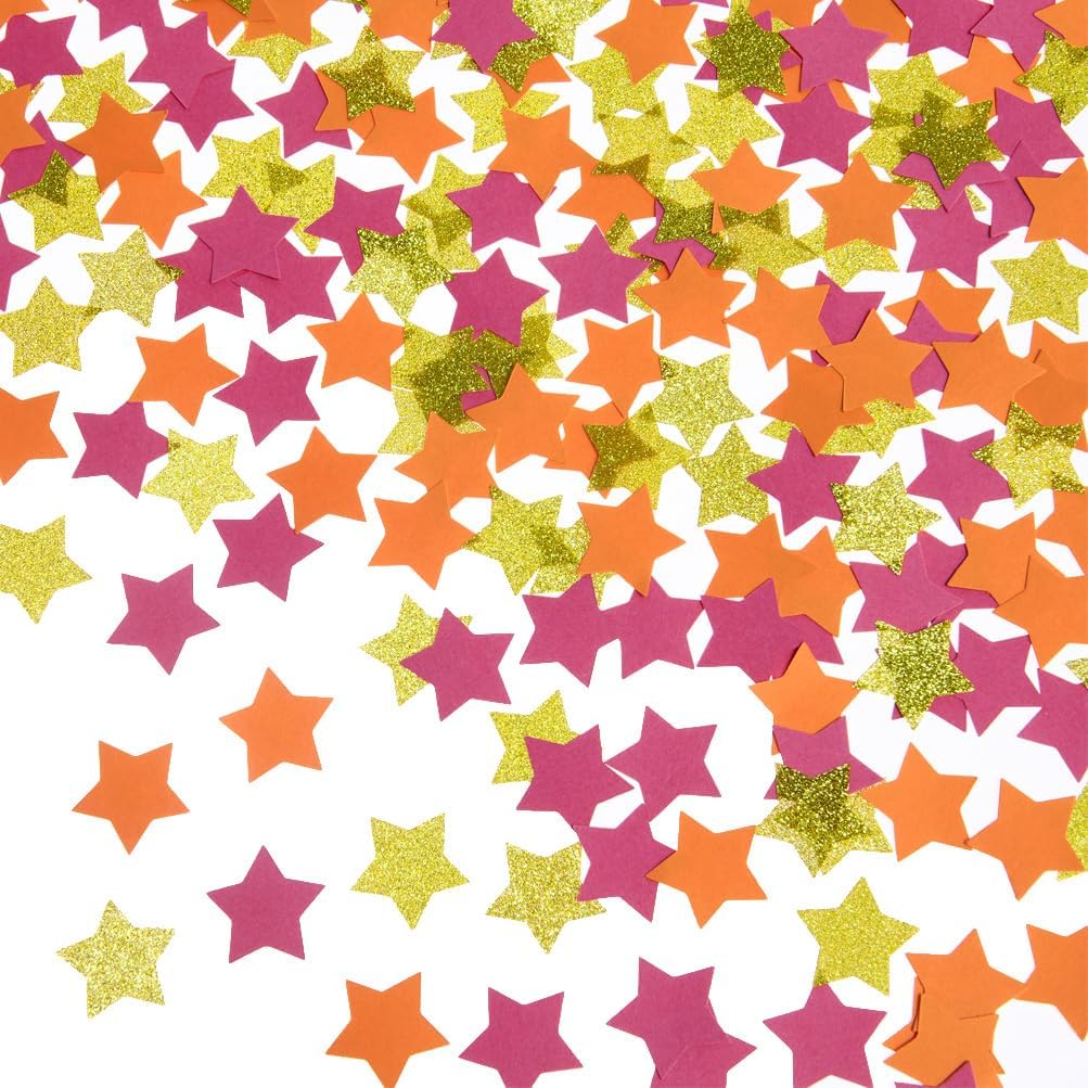 MOWO Glitter Five Stars Confetti Wedding Party Decor and Table Decor, 1.2’’ in Diameter (Glitter Gold,200pc)