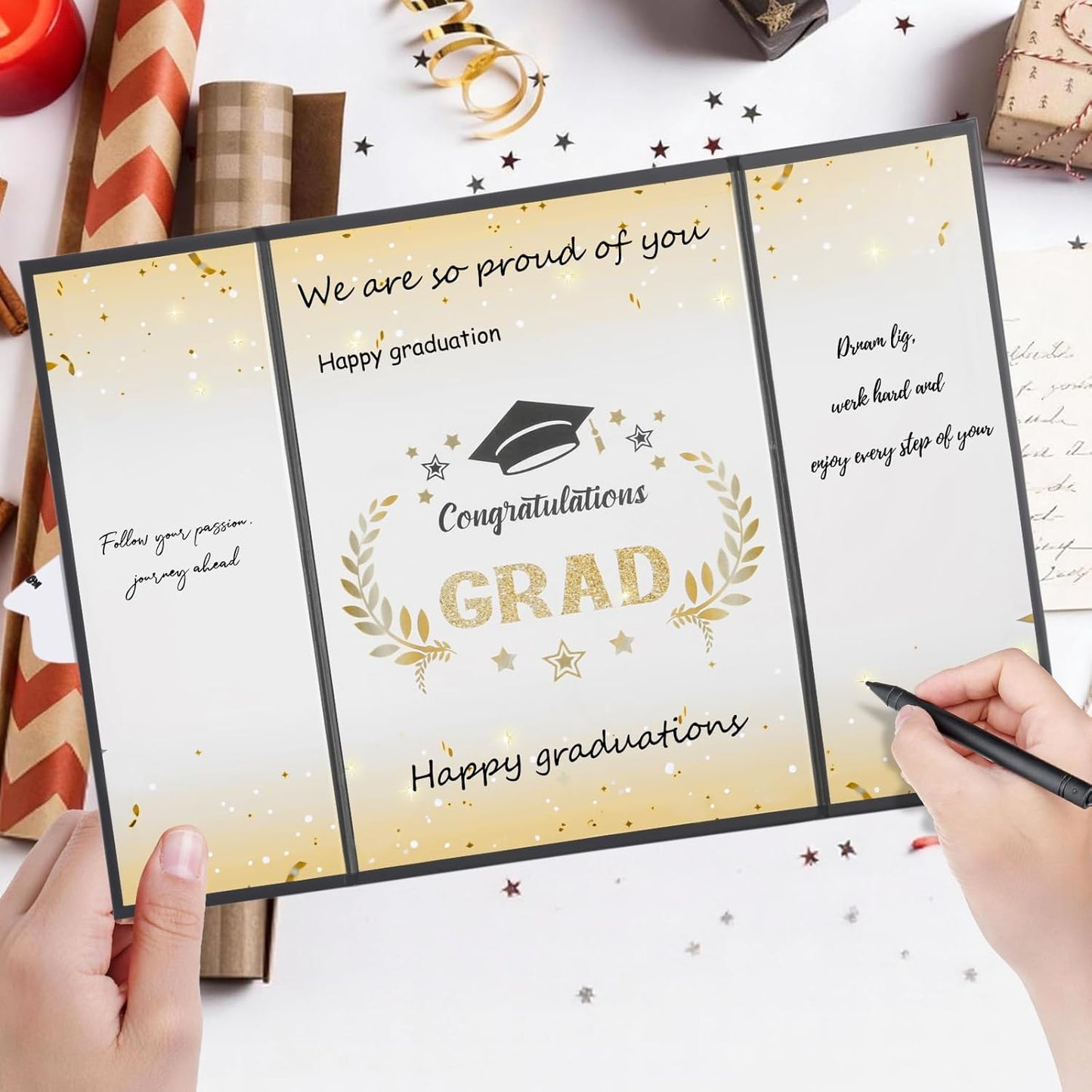 Graduation Guest Book 2026, Black and Gold Graduation Decorations Class of 2026 Graduation Signature Autograph Book for Congrats Grad Party Favors Supplies Gifts