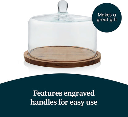 Libbey Selene Glass Cake Stand with Dome Lid, Elegant Curved Footed, Covered Cake Stand, Versatile Serving Dish for Variety of Desserts and More