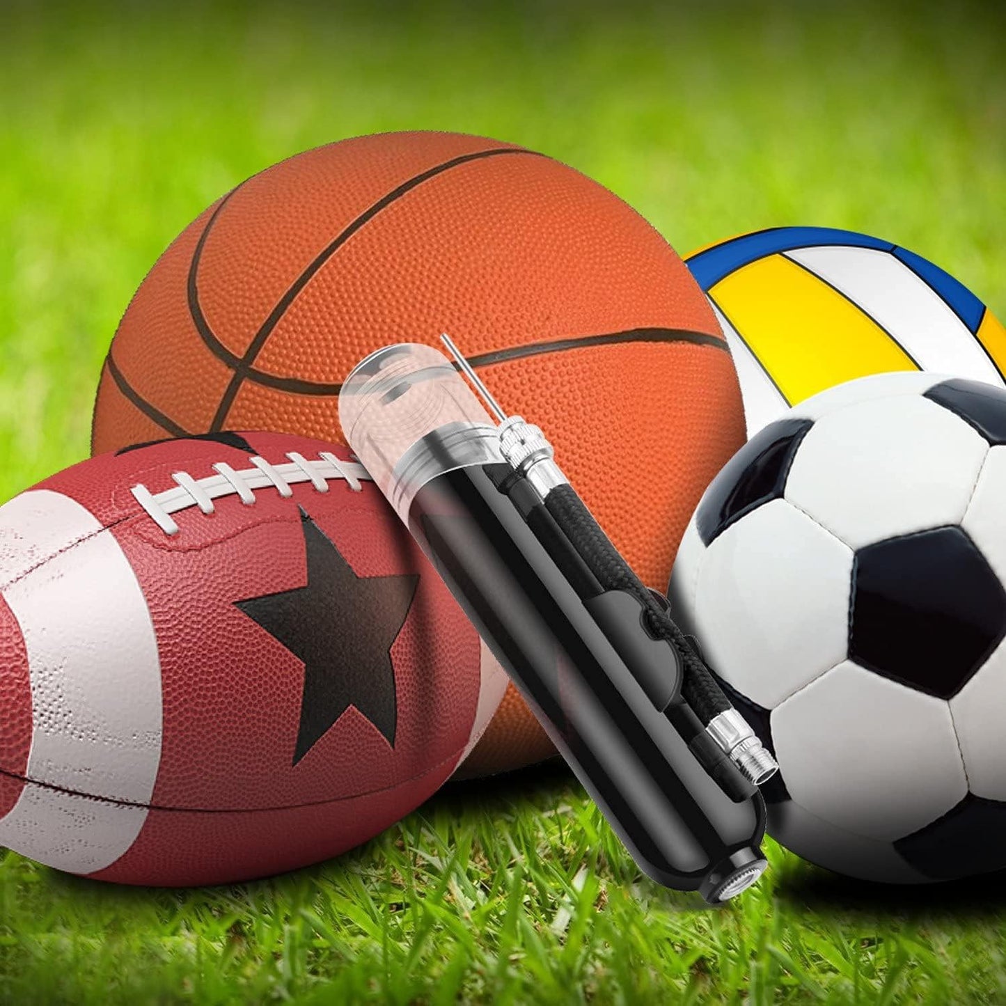 BROTOU Ball Pump, Dual Action Inflate Air Pump with 3 Needles and 2 Nozzles for Soccer Ball, Basketball, Volleyball, Balloons, Bikes