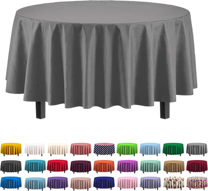 12-Pack Premium Plastic Tablecloth 54in. x 108in. Rectangle Table Cover - Dark Blue - Colors A