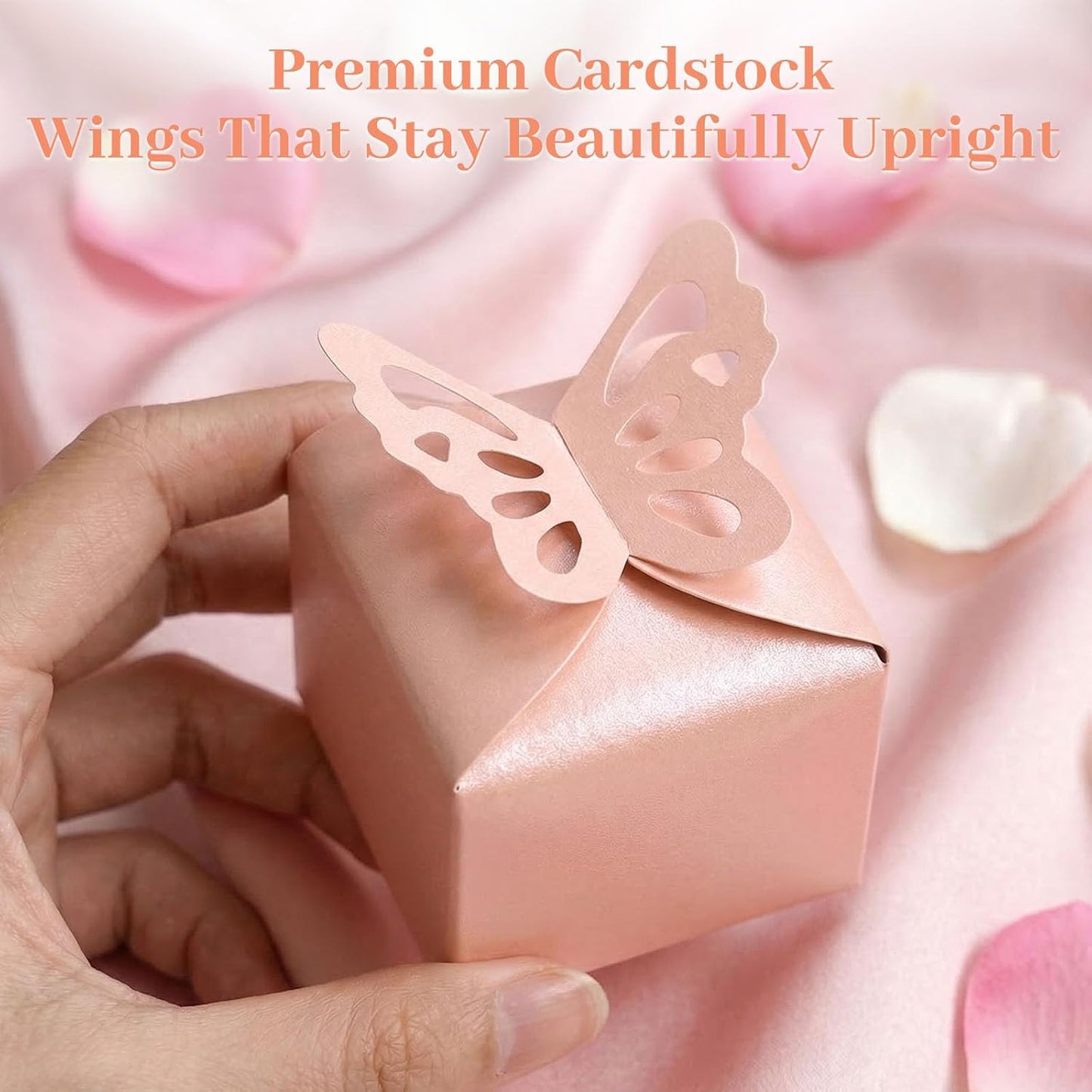 VGOODALL 50PCS Party Favor Boxes, 2.4" x 2.4" x 1.8" 3D Butterfly Candy Boxes White Baby Shower Favors for Wedding Birthday Party Gift