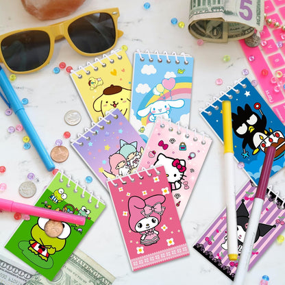 Kitty Birthday Party Supplies, 24Pcs Mini Notepads for Kawaii Birthday Party Favors, Goodie Bag Stuffers, Children Classroom Rewards, 8 Types