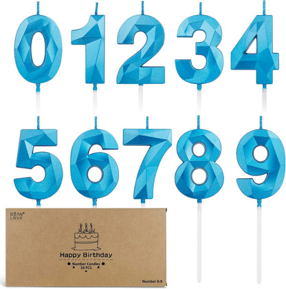 BEAN LIEVE Number Candles 0-9 Set - 10-Pack Diamond-Cut Birthday Candles, Cake Candles - Bulk Cake Decor for 1st-98th Birthdays, Photos, Parties - Kids Women Family Celebrations (Champagne Gold)