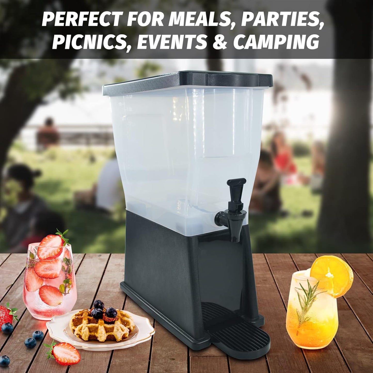 Beverage Dispenser 5 Gallon Drink Dispenser with Spigot, Juice Dispensers for Parties, Black Base