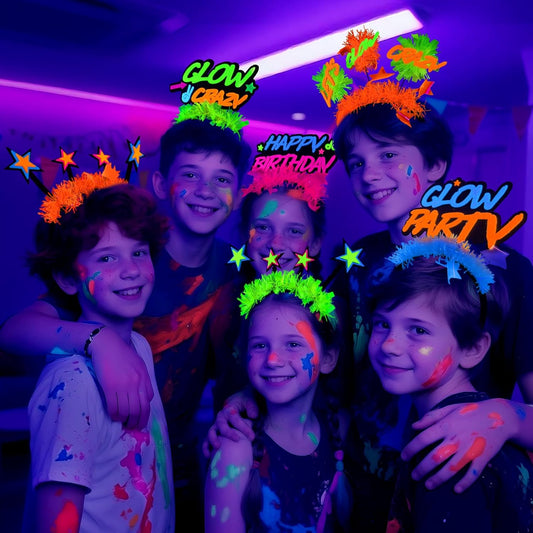 Mega-L 10 Pcs Glow in The Dark Headband, Glow in The Dark Party Supplies, Neon Fluorescent Blacklight Headband Headwear Party Favors, Glow Photo Booth Props Headpiece Accessories for Women Men Adult