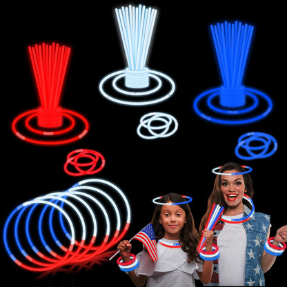 4th of July Red White Blue Glow Sticks Party Favors for Kids 90 PCS,Light Up Bracelets Necklaces for Fourth of July,Memorial Day Accessories Decorations,250th Patriotic Gift Treat Goodie Bag Stuffers