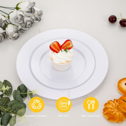Goodluck 200PCS Gold Plastic Plates, Heavy Duty Disposable Gold Plates with 100 10.25 inch Dinner Plates and 100 7.5 inch Dessert Plates for Party, Holiday, Wedding, Thanksgiving