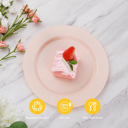 Goodluck 200PCS Gold Plastic Plates, Heavy Duty Disposable Gold Plates with 100 10.25 inch Dinner Plates and 100 7.5 inch Dessert Plates for Party, Holiday, Wedding, Thanksgiving